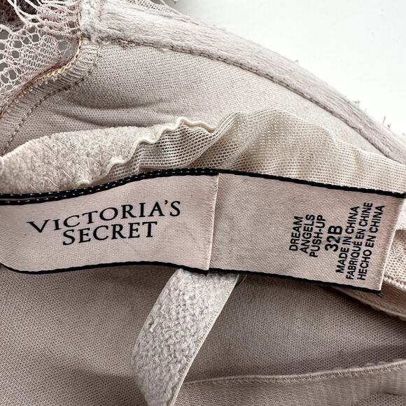 Victoria's Secret Dream Angels Push Up Bra Floral Lace Padded Underwire Pink 32B - Picture 2 of 5